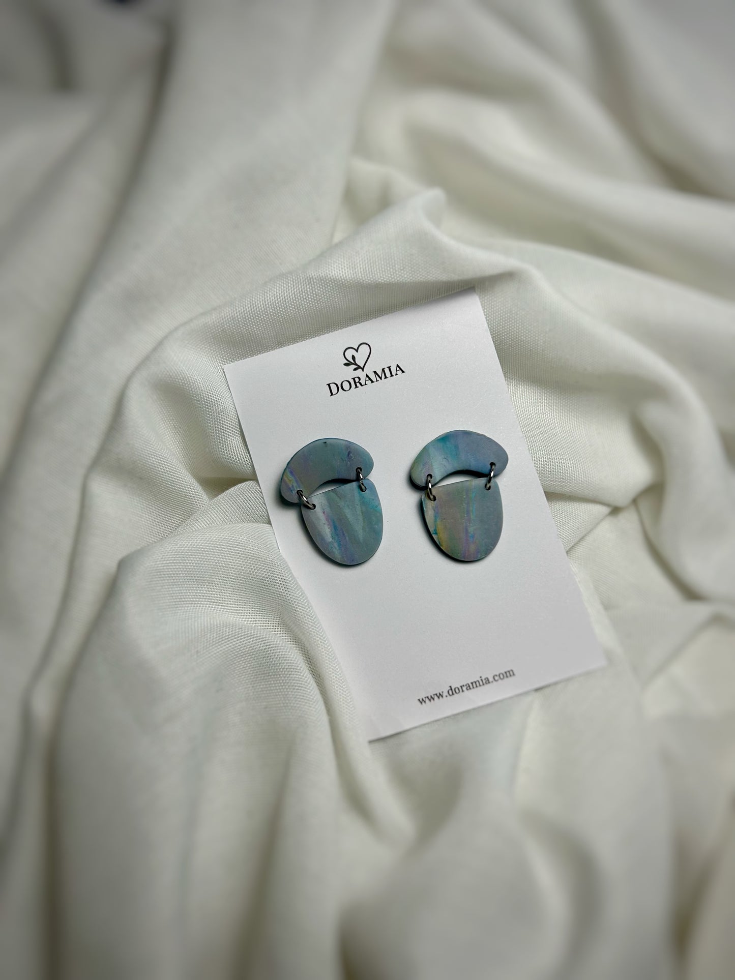 Cercei șir geometric 3 din lut polimeric lucrați manual