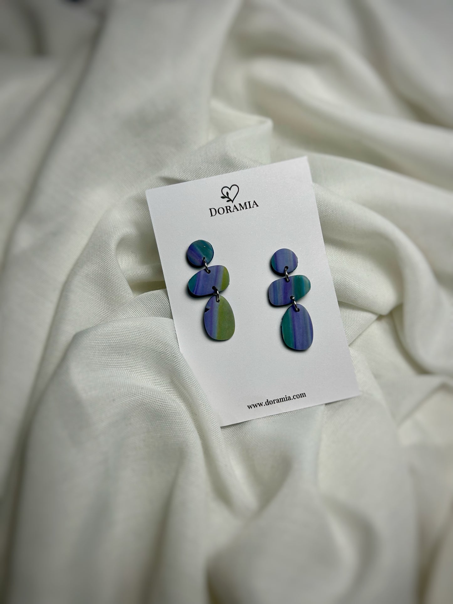 Cercei șir geometric din lut polimeric lucrați manual