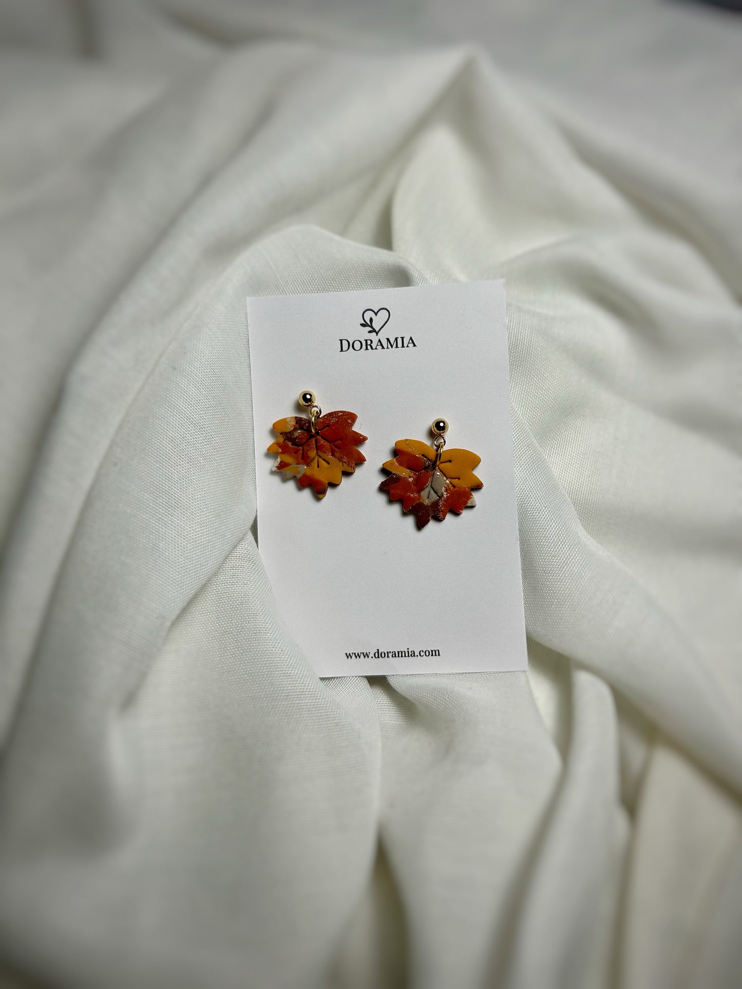 Cercei frunze toamna din lut polimeric lucrați manual