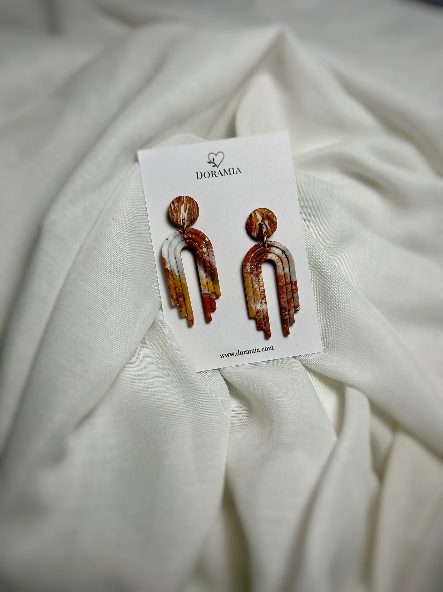 Cercei nuanțe de toamnă din lut polimeric lucrați manual