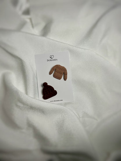 Set broșe iarnă din lut polimeric lucrate manual