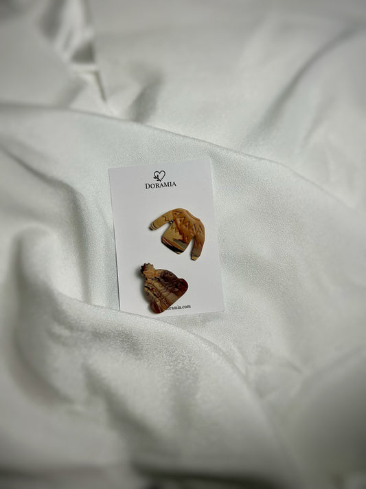 Set broșe iarnă din lut polimeric lucrate manual