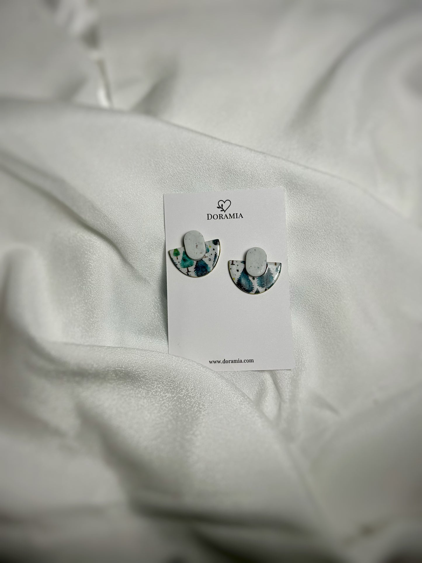 Cercei mini iarnă din lut polimeric lucrați manual