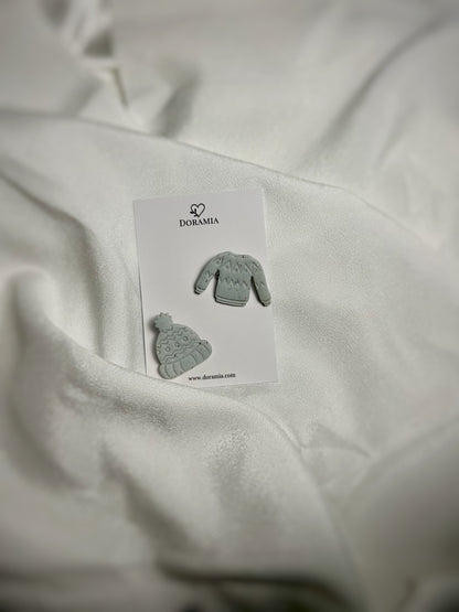 Set broșe iarnă din lut polimeric lucrate manual