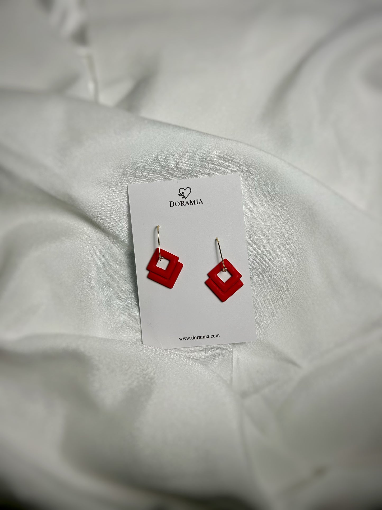 Cercei romb din lut polimeric lucrați manual