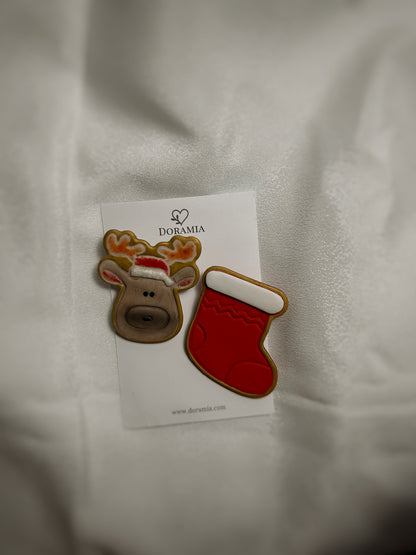 Set broșe Craciun din lut polimeric lucrate manual