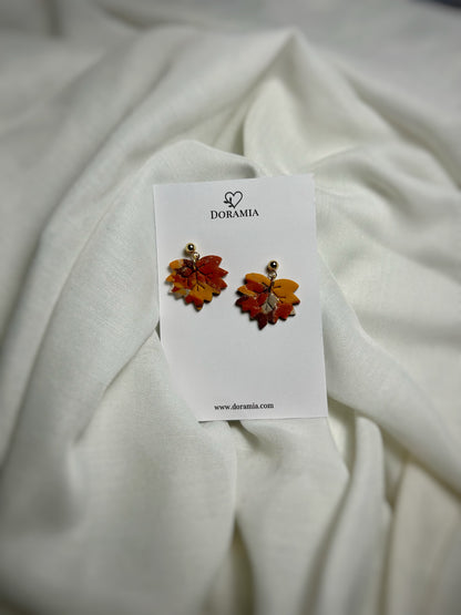 Cercei frunze toamna din lut polimeric lucrați manual