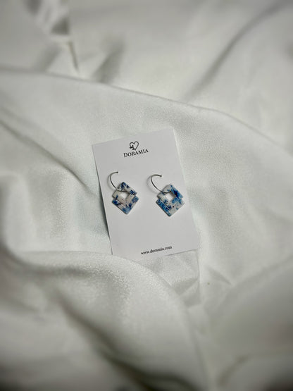 Cercei romb din lut polimeric lucrați manual