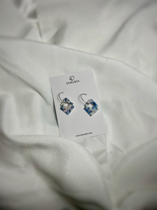 Cercei romb din lut polimeric lucrați manual