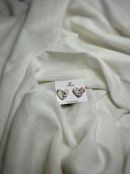 Cercei mini inimă din lut polimeric lucrați manual